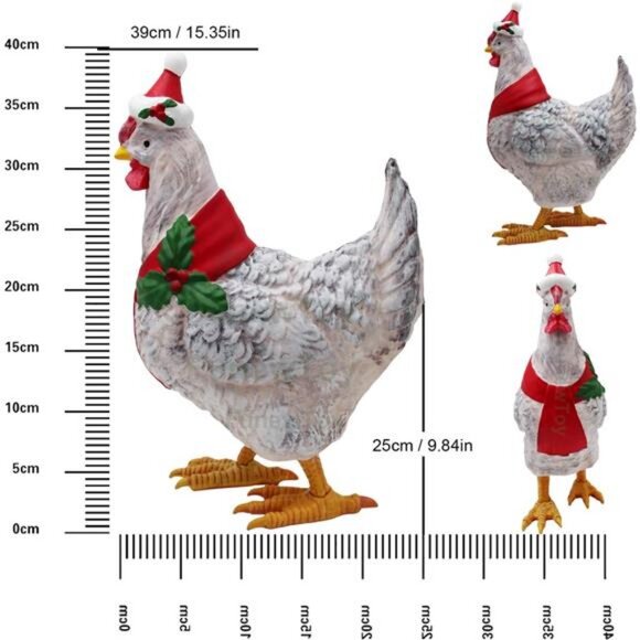 Christmas Chicken Decorations 3D Light Up Chicken with Scarf Patio 15.7'' Sturdy - Picture 2 of 7